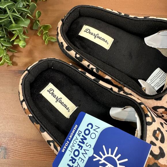 Dearfoams Women's Quilted Velour Clog Leopard House Slippers Size XL (11-12) - Picture 5 of 7